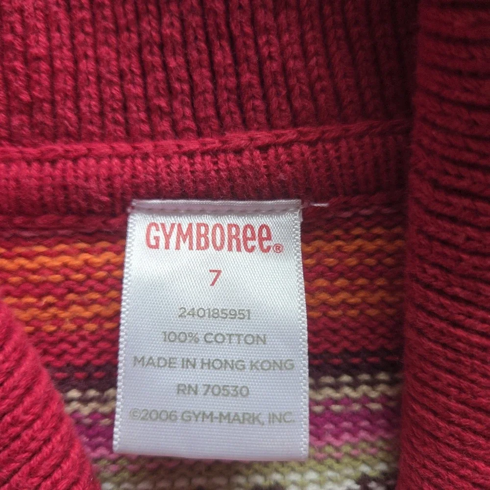Vintage Gymboree Cardigan Sweater Fair Isle Striped Belted Girls Sz 7 Tight Knit